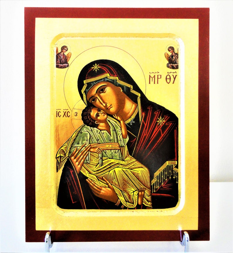 24K Gold Icon. Virgin Mary Icon. Holy Mother Icon. Our Lady Icon