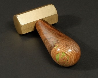 brass hammer mallet Unique Personalized hand Crafted by VojkoArt, collector's gift, father gift, husband gift, carpenter gift, walnut wood