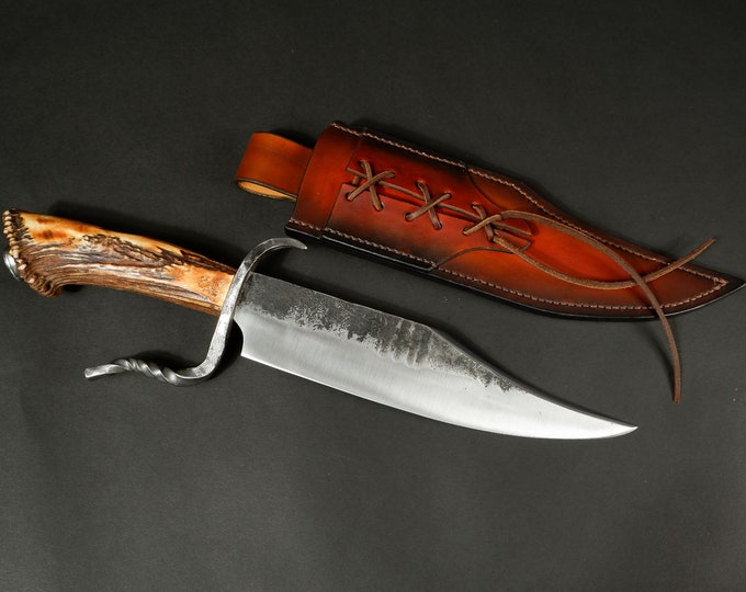 Featured listing image: Hunting Bowie Knife Hand Forged Unique Personalized hand Crafted by VojkoArt, fathers gift, collector's gift, 43 cm - 17,2 inch