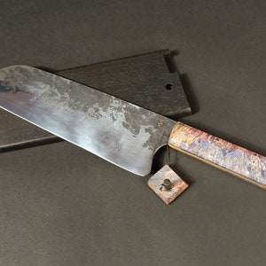 Kitchen Knife, Chef Knife  santoku Hand Forged Unique Personalized hand Crafted by VojkoArt, fathers gift, mom gift,