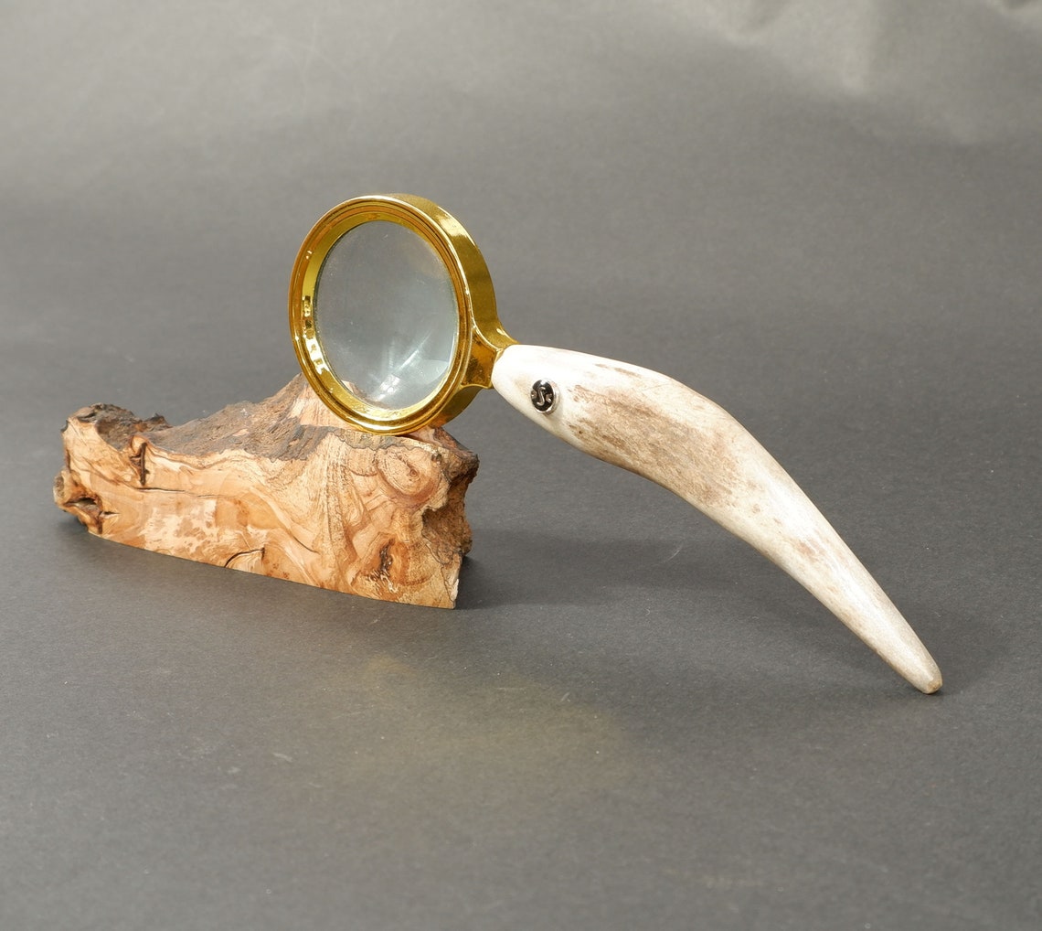 Unique magnifying glass DEER ANTLER handle magnifier made by Etsy