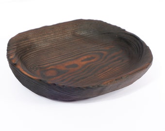 Hand carved Wooden Bowl, Natural Edge Bowl, Handmade Wooden Kitchen Bowl made by VojkoArt, gift mom, gift girl, Charred Wood bowl