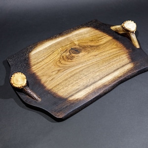 Wooden food pad | Decorative handcrafted tray | Serving tray | Irregular Tray | Wooden Board | Wooden pad made by VojkoArt, antler deer