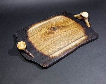 Wooden food pad | Decorative handcrafted tray | Serving tray | Irregular Tray | Wooden Board | Wooden pad made by VojkoArt, antler deer