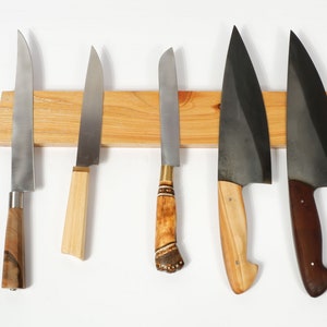 Wooden magnetic knife holder, Wall mounted magnetic knife rack, Magnetic knife holder, Wooden holder for knives and utensils,