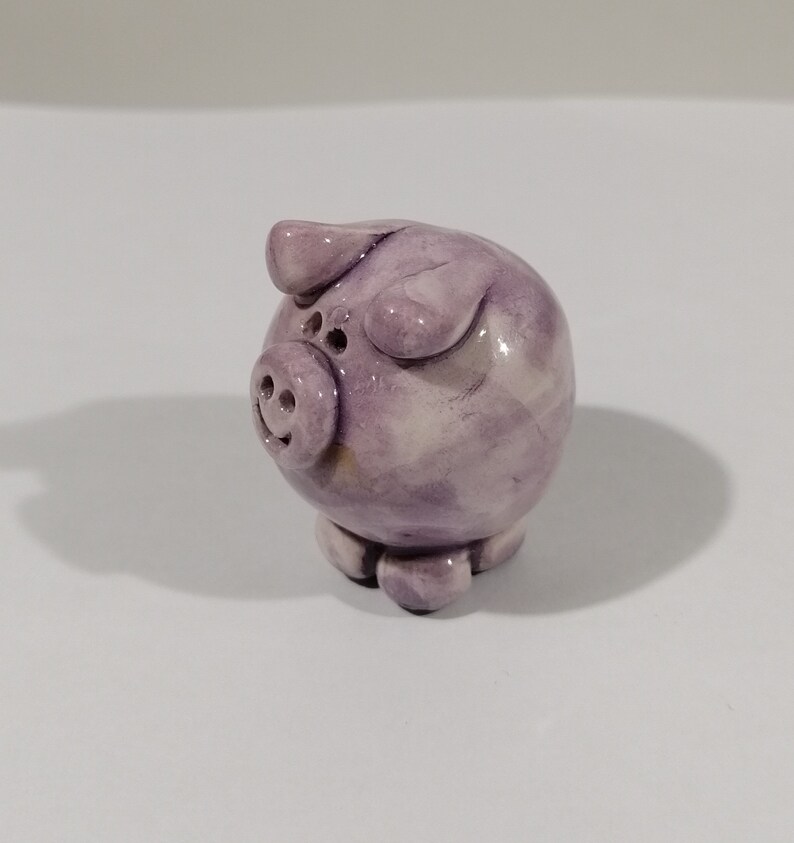 Ceramic Pig Figurine Statue Decoration Hand Painted Etsy