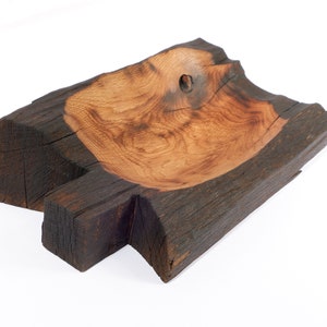 Hand carved Wooden Bowl, Natural Edge Bowl, Handmade Wooden Kitchen Bowl made by VojkoArt, gift mom, gift girl, Charred Wood bowl