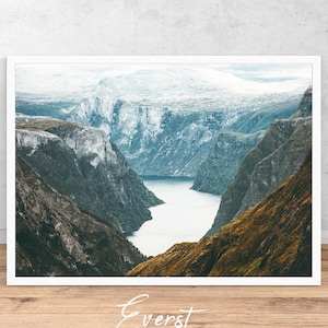 Naeroyfjord Landscape in Norway, Wall Art Print, Interior Home decor Printable Digital Download, Large Poster, mountains print, nature photo