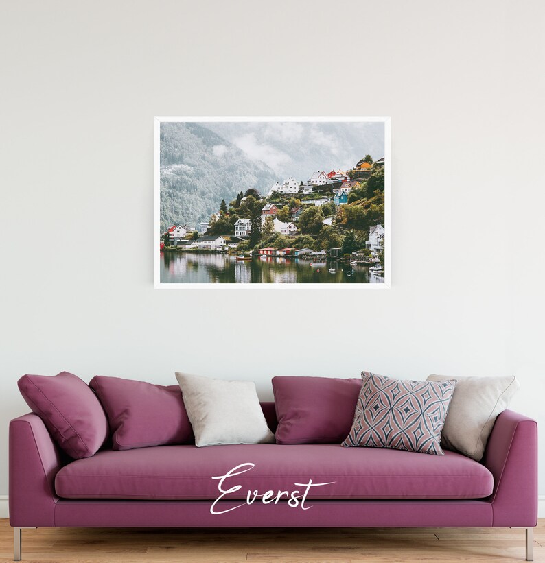 Odda city Landscape in Norway, Wall Art Print, Interior Home decor Printable Digital Download, Large Poster, scandinavian print photography image 3