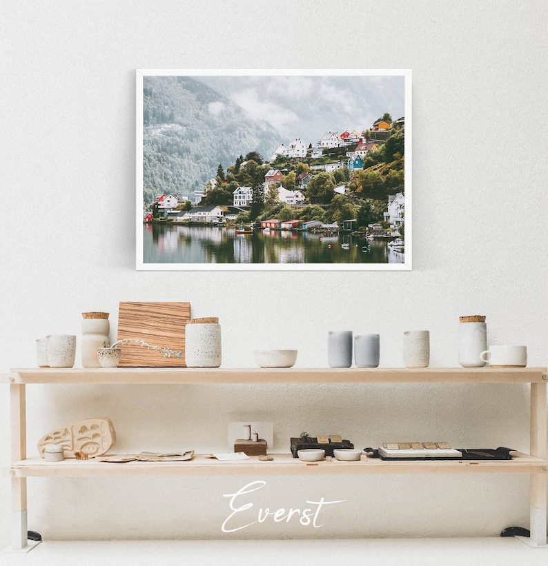 Odda city Landscape in Norway, Wall Art Print, Interior Home decor Printable Digital Download, Large Poster, scandinavian print photography image 2