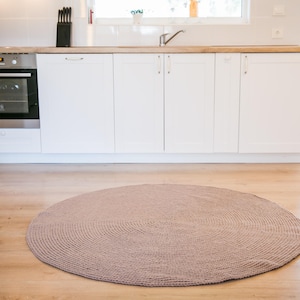 Crochet carpet mat,  wool rug, crochet carpet tiles, natural color rug, chunky wool rug, chunky round carpet, knit rug, crozy interior