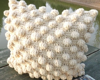 Chunky Bubble Crochet Pillow Cover, Handmade Boho Decor