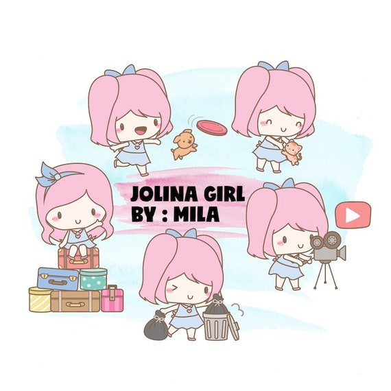 Kawaii Girl Jolina mixed planner clipart