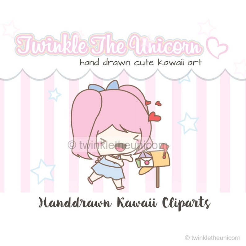 kawaii clipart JOLINA GIRL happy mail clipart girl clipart planner stickers planner accessories kawaii cute clipart planner clipart