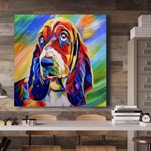 Large Dog Painting &#39;Walter Fielding, To Be Exact&#39;, basset hound, colorful dog art
