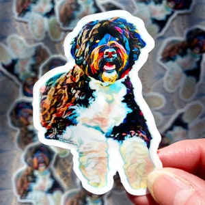 Doodle chien, labradoodle, autocollants pour chien doodle, autocollant imperméable, cadeau, chien d'eau portugais, bas de Noël, cadeau pour lui, cadeau pour elle