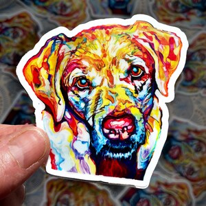 Labrador Dog Sticker,  3&quot; sticker , vinyl decal, laptop sticker, dog art, gift for him, Yellow Lab dog, notebook stickers,