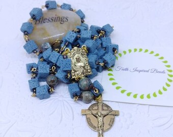 Men's Rugged Rosary,Masculine Rosary,Catholic Rosary,Mens Rosary,Gift for Him,Ocean Jasper,Gift for Dad,Communion,Birthday Gift,Christmas