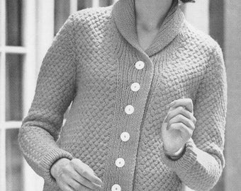 PDF Women's Vintage 1960s Knitting Pattern, Basket Weave Cardigan Sweater, PDF Instant Digital Download, Ladies Size 12 14 16, early 60s