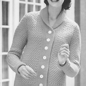 PDF Women's Vintage 1960s Knitting Pattern, Basket Weave Cardigan Sweater, PDF Instant Digital Download, Ladies Size 12 14 16, early 60s