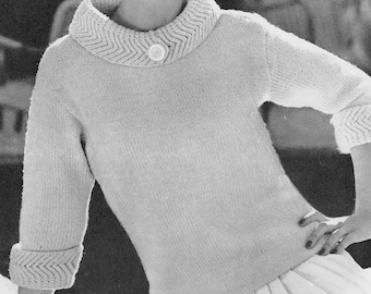 60s Women's Vintage Knit Pattern for A Pullover Sweater w/ Zig Zag Elegance - PDF Instant Digital Download - Women Sizes 14, 16 & 18