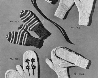 PDF Vintage 1940s Knitting Pattern, Easy Children's Mittens to Knit on Straight Needles, PDF Instant Digital Download