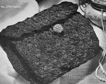 Easy Evening Bag - 1940s Vintage Crochet Pattern - Instant PDF Digital DOWNLOAD - Stylish Purse Chic Retro Fashion -  - Make Gift