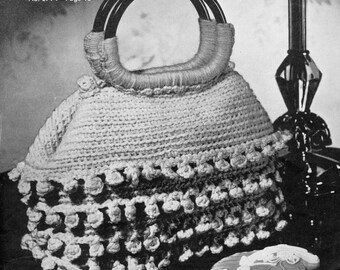 Vintage Crochet Pattern from 1940s for Purse with Crocheted Dangly Trim - Design it Casual or Dressy - Instant PDF DOWNLOAD -Make Easy Gift