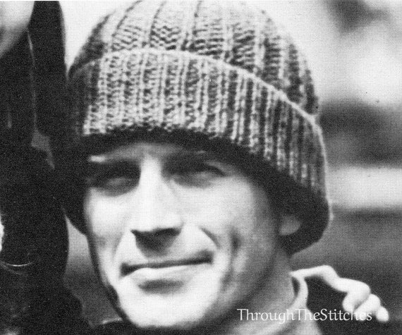 Adult Childrens 2 Hour Hat Easy Vintage Knitting Pattern Winter Cap Knit On Straight Needles Gift Mens Ladies Pdf Instant Digital Download