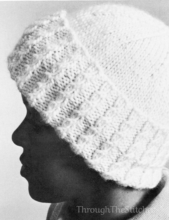 cable knit hat on straight needles