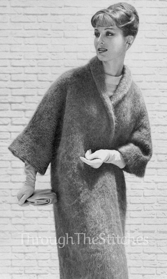 Vintage Knitting PATTERN to make 1950s Scarf Collar Pullover Sweater Mohair Scar