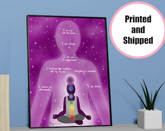 Crown Chakra - Sahasrara - Healing Affirmation 11"x14" PHYSICAL Art Print