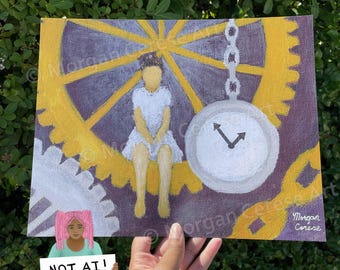 Gears of Time 11"x14" PHYSICAL Art Print - Steampunk Clock Surreal Wall Art
