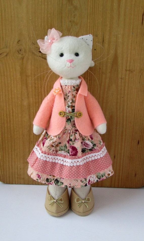 Cat Handmade Doll Rag Doll Cat Fabric Doll Cat Stuffed Toy Etsy