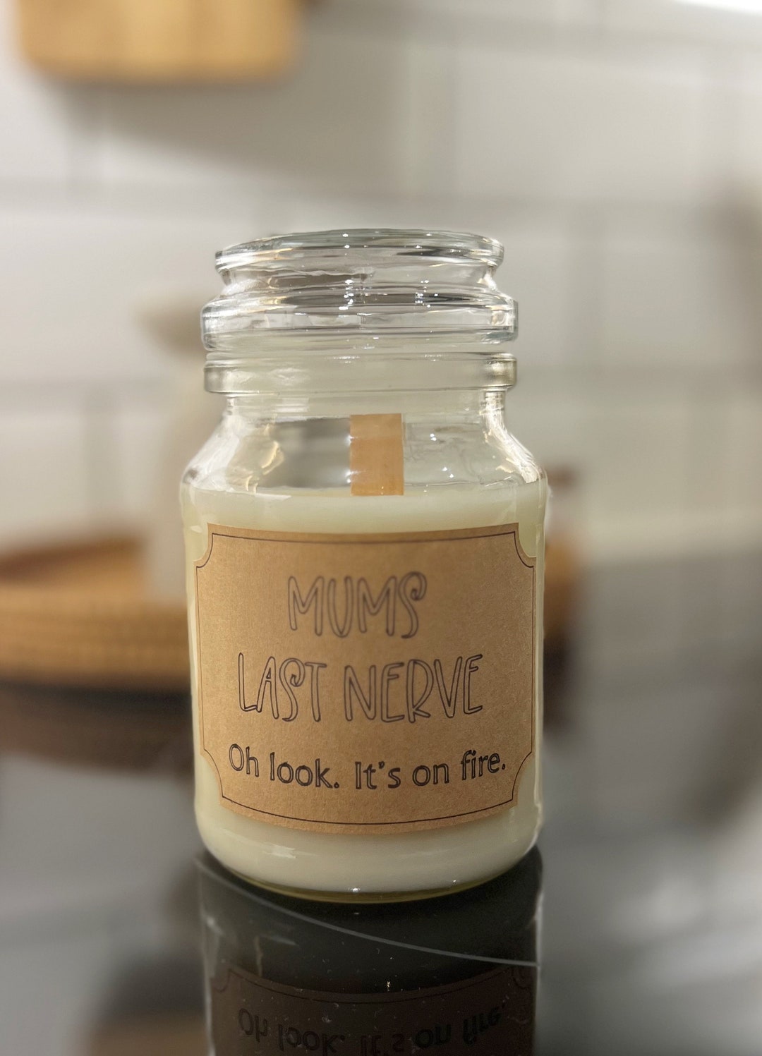 Mums Last Nerve Crackle Wick Candle Jar Etsy