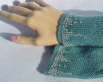 Knitted Beaded arm warmers  W76