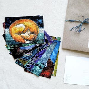 Mystical Forest Spirit Postcard Set of 10 – Folklore Art Card Pack , Pagan Mythology, Shamanic Woodland Creatures illustration, Nordic Decor