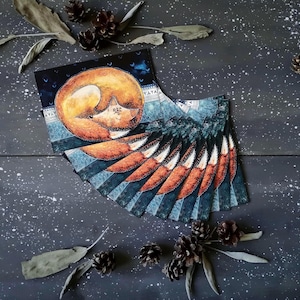 Sleeping fox postcard (10 pieces) / Red fox illustration / Folklore painting printed / Forest spirit / Fantasy tale art / Vintage style card