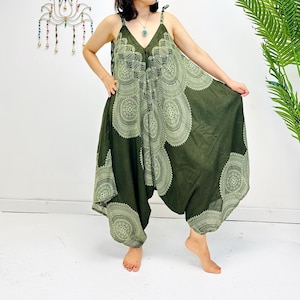 Loose Bohemian Wide Leg Jumpsuit, Summer Women Rompers, Flowy Overalls, Beach Wear, Boho Dungarees, Hippie Harem Jumpsuit, Chic Pantsuit