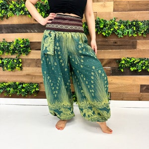 Cotton Elephant Harem Pants,Handwoven Embroidery Boho Pants,Hippie Yoga Pants, Unisex Harem Pants,Boho Clothing, Thai Yoga Pants,Comfy Pants