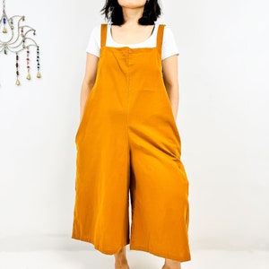 Cotton Jumpsuit, Women Rompers, Wide Leg Pants, Yoga Jumpsuit, Loose Overalls with Pockets, Blue/Red/Mustard Summer Wear, Casual Fashion