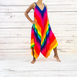 Wide Leg Rainbow Color Jumpsuit, Festival Fashion, Summer Rompers, Beach Cover up, Harem Pants, Oversize Jumpsuit, Bright Pride Wear