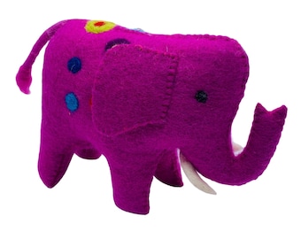 Pink Felt Elephant Toys, Felted Animal, Miniature Elephant, Felt Stuffed Animal, Non itchy Needle Felting, Good Luck Gifts, Doll for Girls