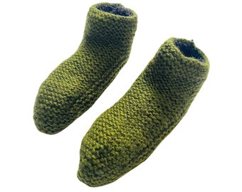 Knitted Woolen Slippers, Unisex Winter Home Socks, Warm Fuzzy Socks, Winter Accessories, Slippers Socks, Solid Colors, Mens Handmade Socks