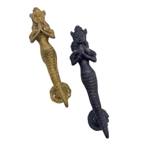 Handmade Ethnic Nagkanya Design Brass Door Handle/Knob,Hand Cast Door Handle,Serpent Angel,Vintage Decor,Home Improvements,Unique Door Pulls