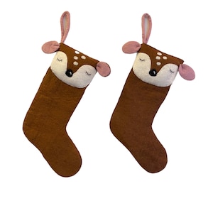 Handgemaakte vilten wol dierlijke kerstkous uit Nepal, rendier schapen beer vos vilt kous, vilt decor, kerst decor, vilt kerstmis Reindeer