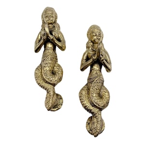 Nagkanya Design Door Knob, 7 inches Door Pulls, Serpent Angel Style, Brass Door Handle Pair, Vintage Home Décor, Strong Door Handle