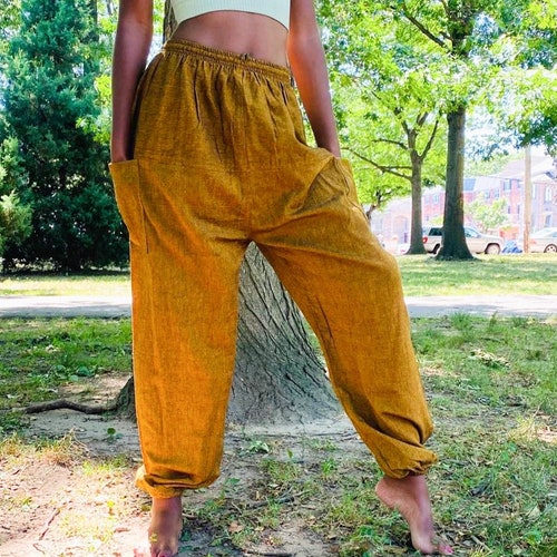 Handmade Cotton Harem Pants From Nepal Solid Cotton Bohemian Etsy