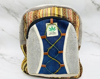 Handmade Eco Friendly  Mini Hemp Back Pack with Embroidery