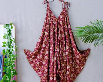 Loose Bohemian Summer Jumpsuits, Wide Leg Harem Overalls, Festival Hippie Jumpsuits with Pockets, Maternity Loose Jumpsuits, Plus Size